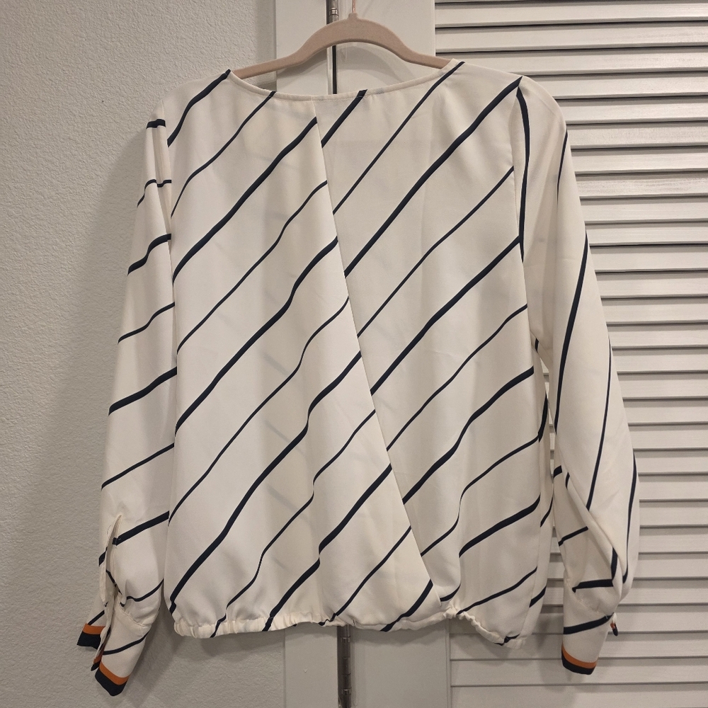 Loft Border Stripe Bubble Hem Blouse - Picture 2 of 3